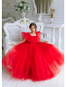 Red Tulle Flower Girl Dress Christmas Party Dress